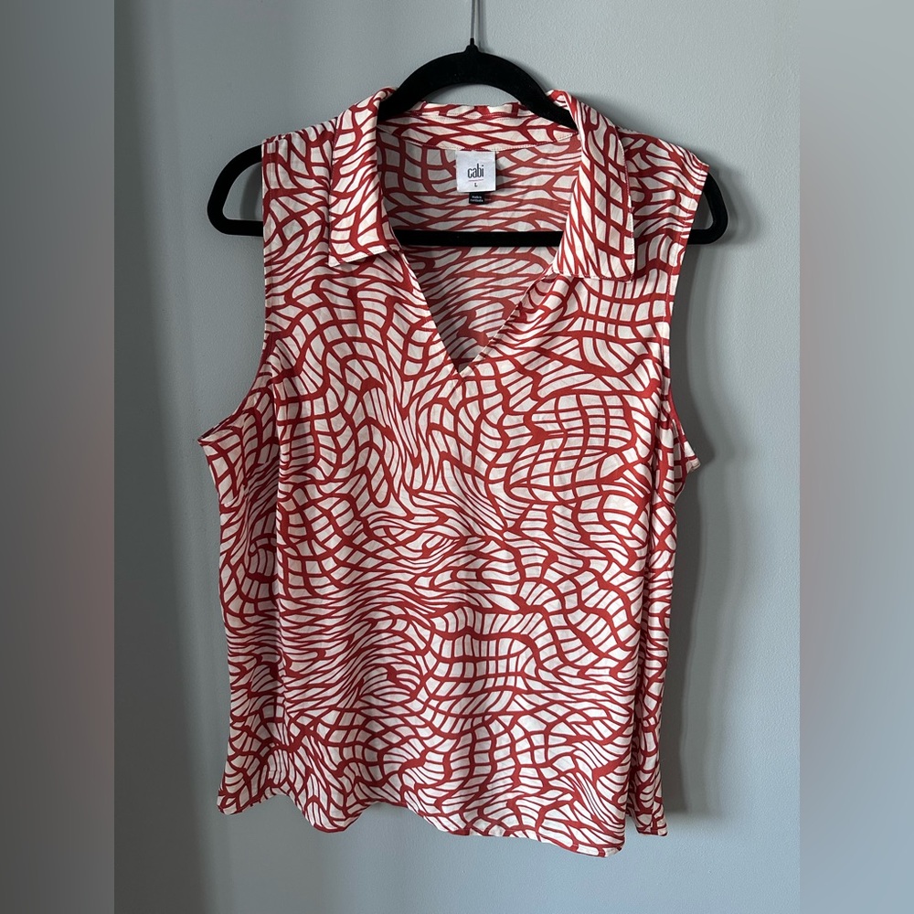 Lot of 6 CAbi Patterned Sleeveless blouses.